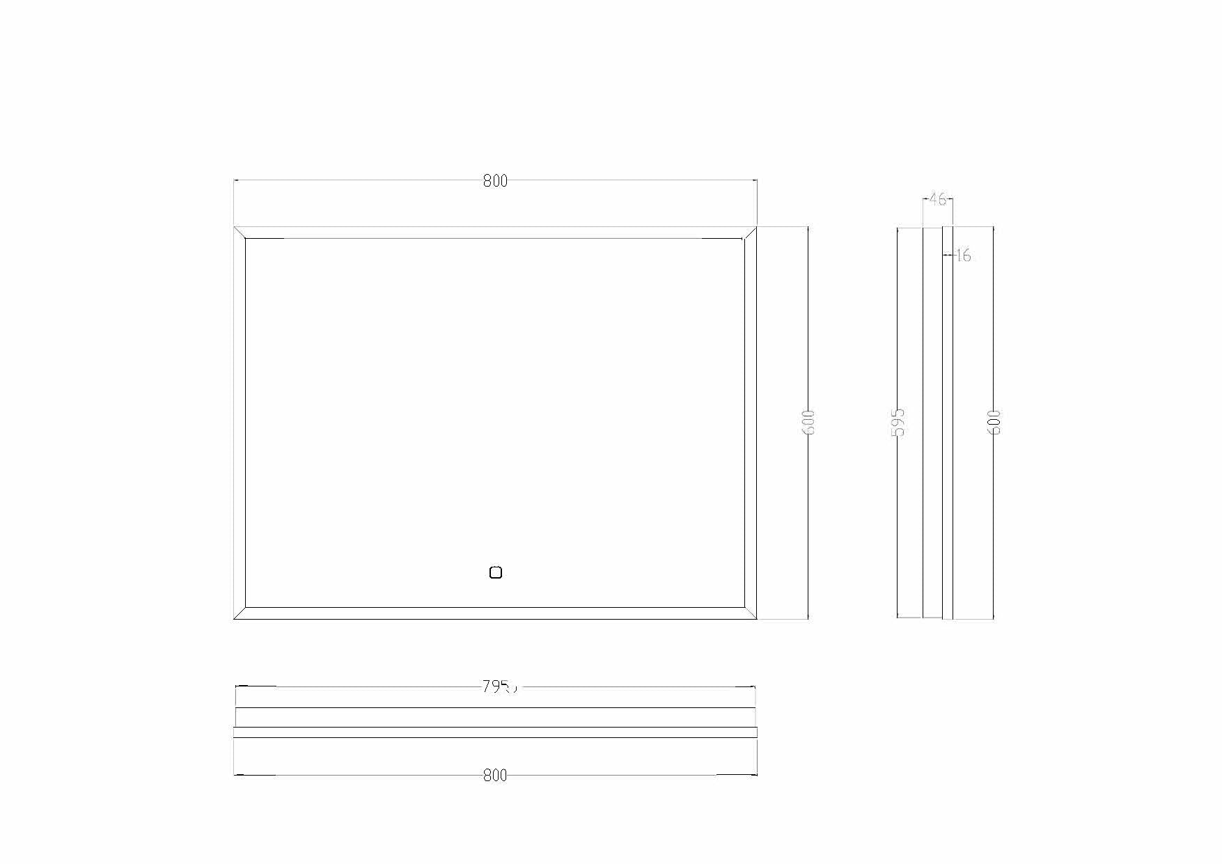 Avi spiegel 80 x 60 cm rechthoek met LED, dimbaar en spiegelverwarming mat zwart - WDtegels