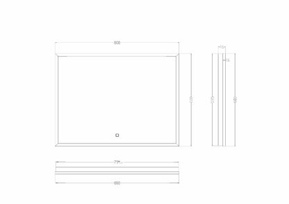 Avi spiegel 80 x 60 cm rechthoek met LED, dimbaar en spiegelverwarming mat zwart - WDtegels