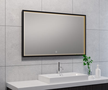 Avi spiegel rechthoek met LED, dimbaar en spiegelverwarming 100 x 60 cm mat zwart - WDtegels