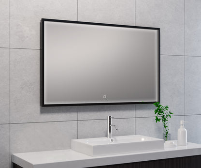 Avi spiegel rechthoek met LED, dimbaar en spiegelverwarming 100 x 60 cm mat zwart - WDtegels