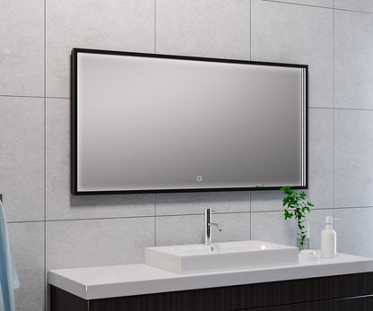 Avi spiegel rechthoek met LED, dimbaar en spiegelverwarming 120 x 60 cm mat zwart - WDtegels