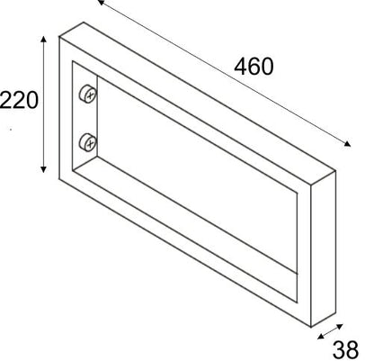 Maattekening Ophangbeugel vierkant 460x220mm chroom