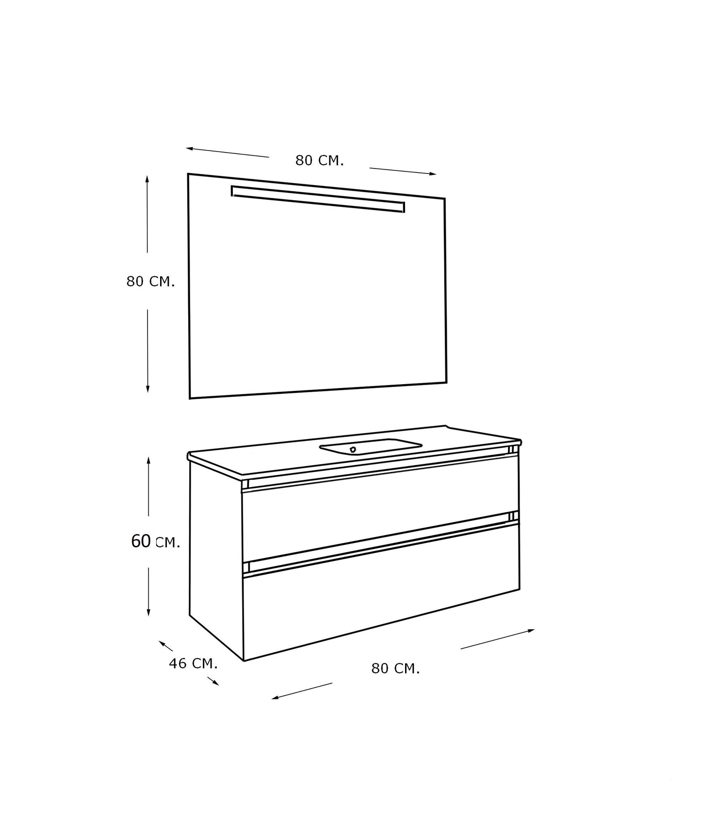 SEPHIA badmeubelset 80cm - mat wit - WDtegels