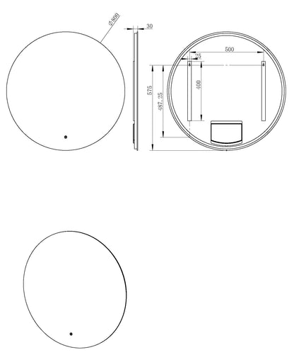 Maattekening Giro ronde badkamerspiegel 80cm - tekening 2
