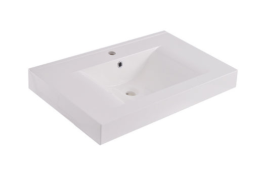 Tigris wastafel enkel met 1 kraangat 60x46x8 cm kunstmarmer glans wit - WDtegels