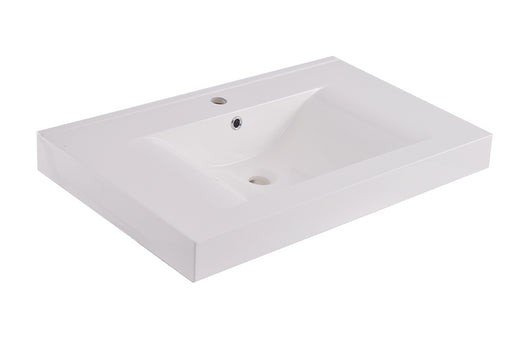 Tigris wastafel enkel met 1 kraangat 80x46x8 cm kunstmarmer glans wit - WDtegels