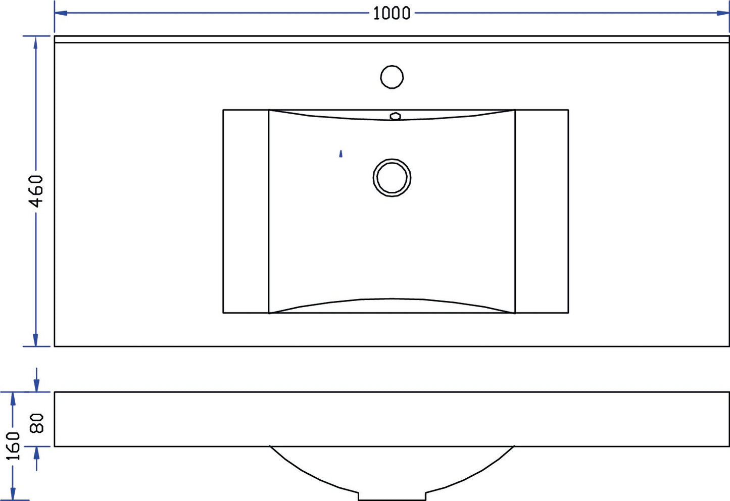 Wiesbaden Tigris loose artificial marble washbasin 100x46 white