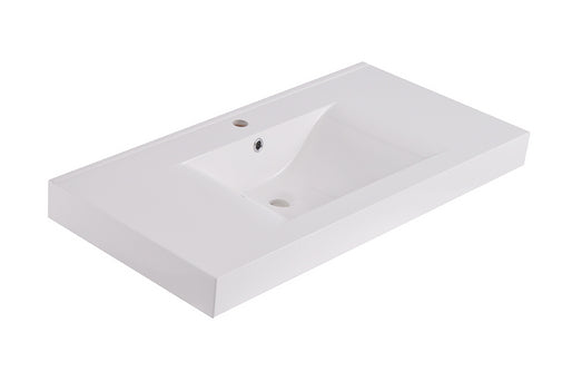 Tigris wastafel enkel met 1 kraangat 100x46x8 cm kunstmarmer glans wit - WDtegels