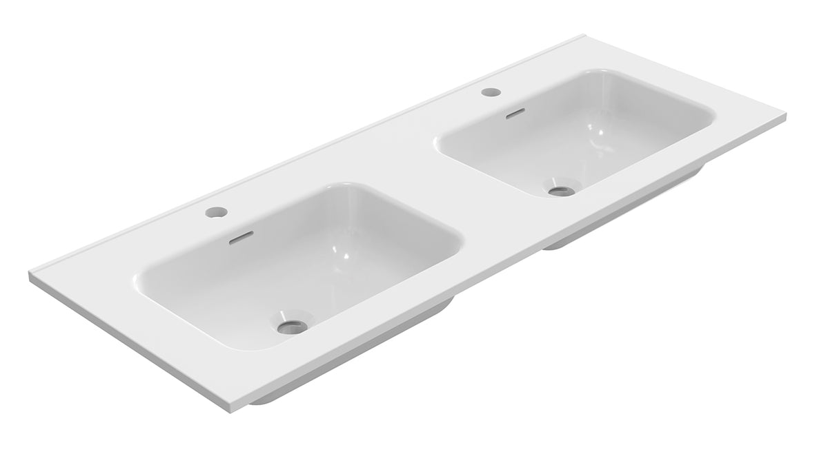 Bajo dubbele meubelwastafel 120 x 46 x 1,8 cm keramiek glans wit