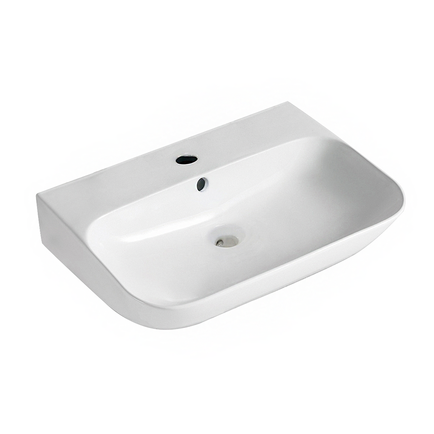 Finta vrijhangende wastafel 65,5 x 42 x 16,5 cm keramiek glans wit - WDtegels