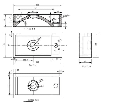 Wiesbaden Hardstenen fontein 36x18x9 links