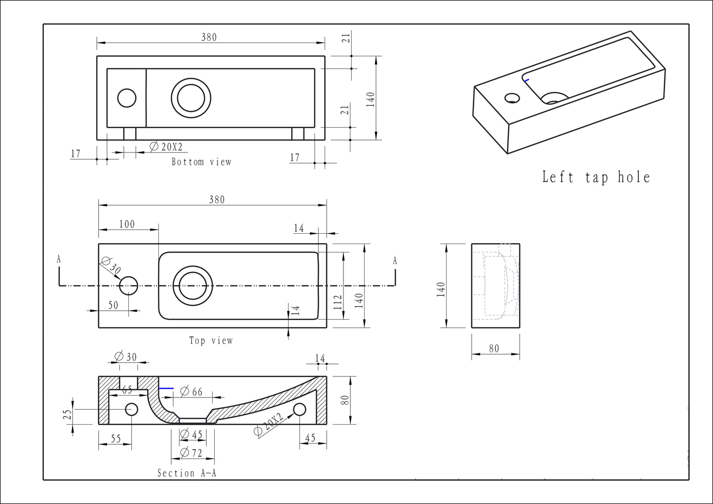 Raw fontein links | 38x14x8cm | Hardsteen gezoet - WDtegels