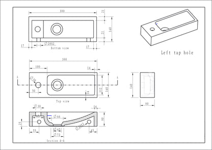Raw fontein links | 38x14x8cm | Hardsteen gezoet - WDtegels