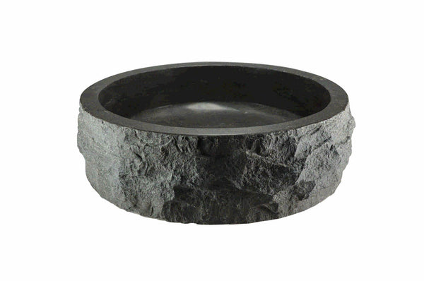 Raw wash basin round hammered 40x12 cm hard stone honed