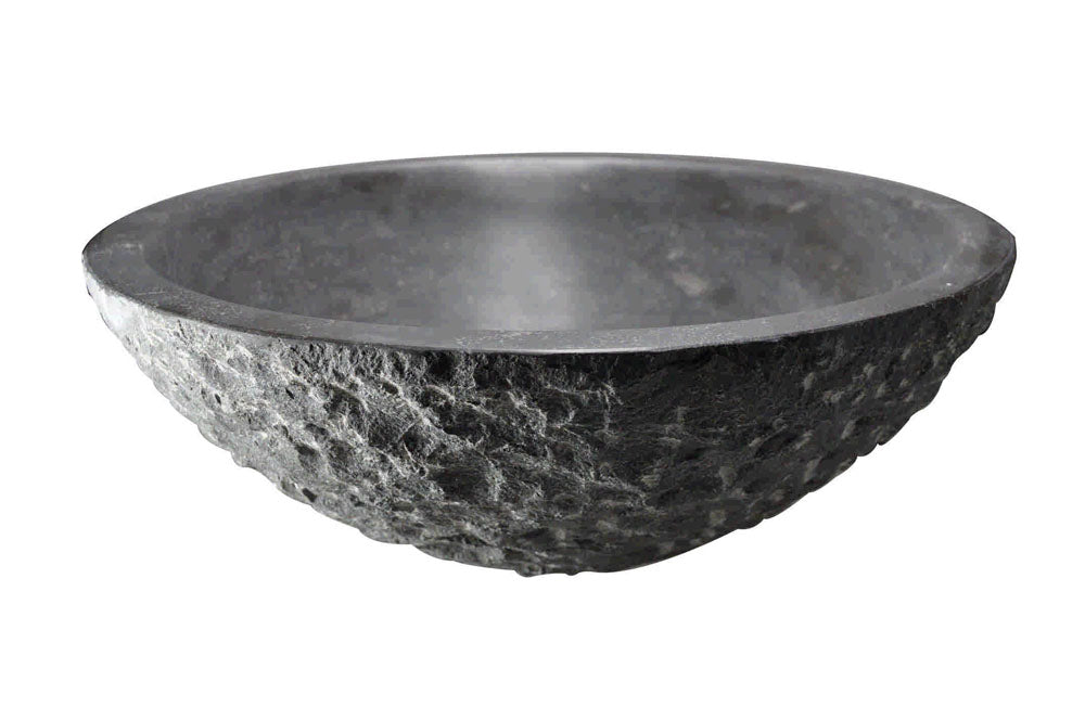 Raw waskom rond hamerslag 42x14 cm hardsteen gezoet - WDtegels