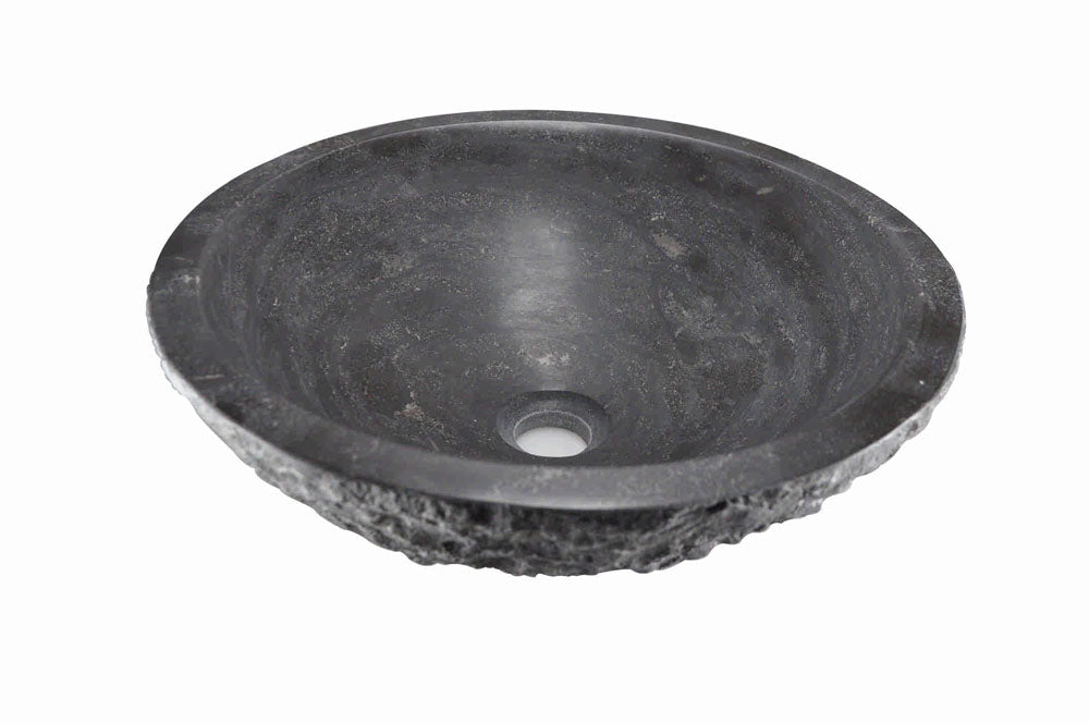 Raw waskom rond hamerslag 42x14 cm hardsteen gezoet - WDtegels