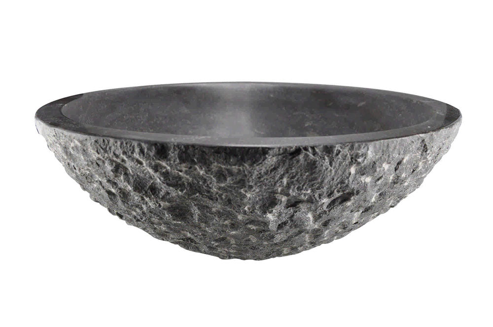 Raw waskom rond hamerslag 42x14 cm hardsteen gezoet - WDtegels