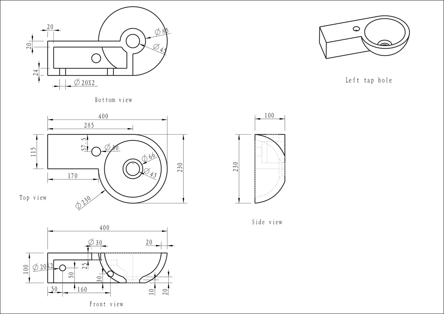 Wiesbaden Hardstenen rond fonteintje links 40x23x10 - WDtegels