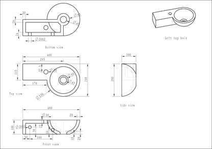 Wiesbaden Hardstenen rond fonteintje links 40x23x10 - WDtegels
