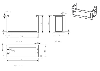 Wiesbaden RVS montagebeugel vierkant 40x22x15