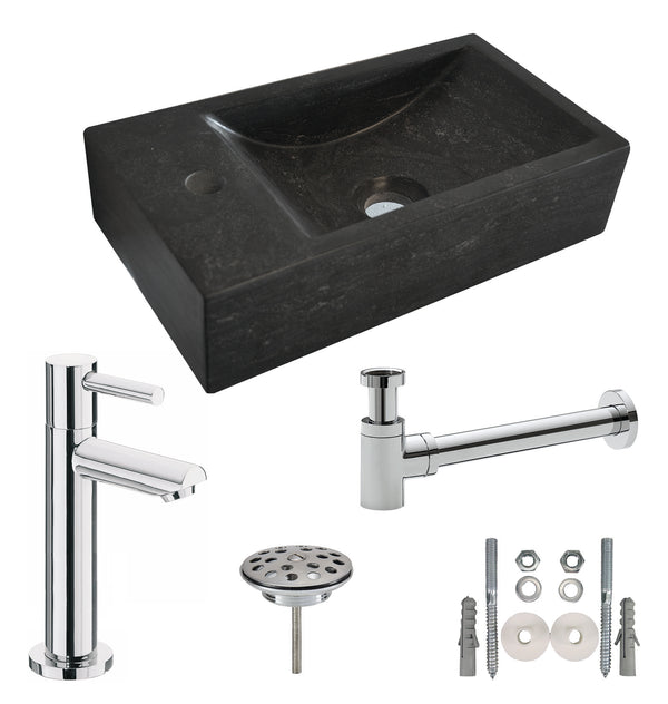 Wiesbaden Fonteinset Hardstenen Links | 40x22x10cm | Zwart