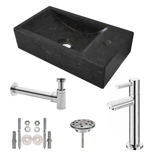Wiesbaden Fonteinset Hardstenen Rechts | 40x22x10cm | Zwart