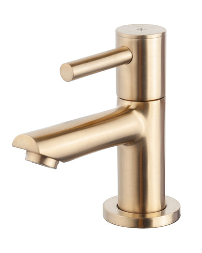 Fonteinset Rhea S mini met fontein rechts quartz, kraan, sifon en afvoerplug geborsteld messing - WDtegels