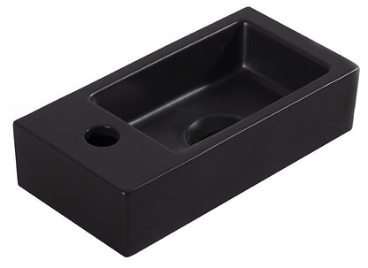 Fonteinset Rhea S mini met fontein links, kraan, sifon en afvoerplug mat zwart - WDtegels