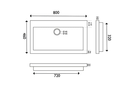 B-stone wastafel 80 x 46 cm zonder kraangat 8719323033146