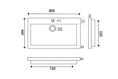 Conjunto de muebles de piedra dura Wiesbaden. 80x46x5 con 1 taladro.