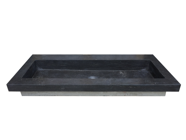 Lavabo crudo individual sin orificio para grifería 120x46x5 cm piedra dura lapeada