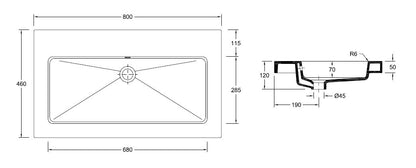 Wiesbaden keramische meubelwastafel 80x46 zonder kr.gat - WDtegels