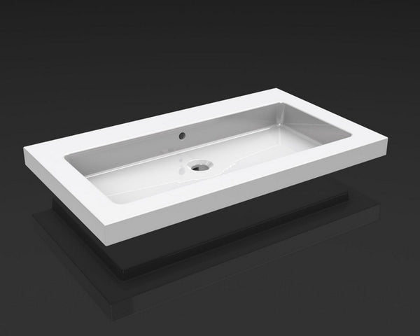 Kera wastafel enkel zonder kraangat 80x46x5 cm keramiek glans wit