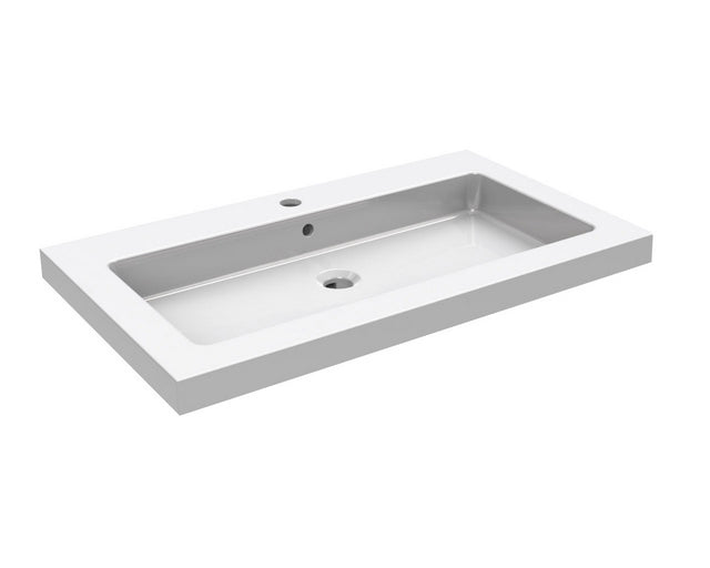 Kera wastafel enkel met 1 kraangat 80x46x5 cm keramiek glans wit - WDtegels