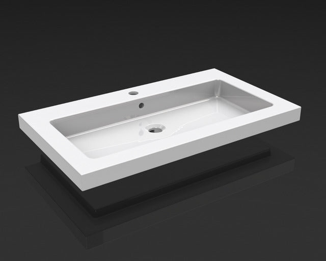 Kera wastafel enkel met 1 kraangat 80x46x5 cm keramiek glans wit - WDtegels