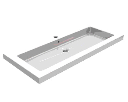 Kera wastafel enkel zonder kraangat 100x46x5 cm keramiek glans wit - WDtegels