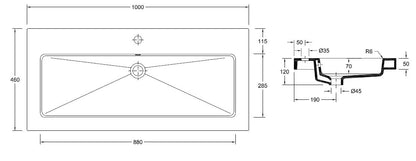 Wiesbaden keramische meubelwastafel 100x46 1 kr.gat - WDtegels