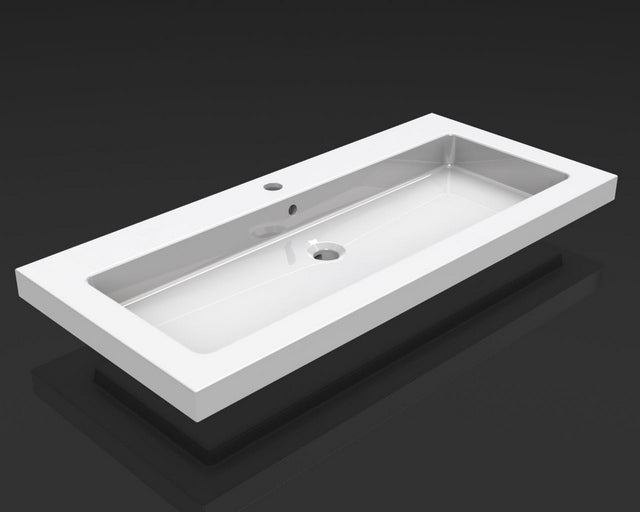 Kera wastafel enkel met 1 kraangat 100x46x5 cm keramiek glans wit - WDtegels