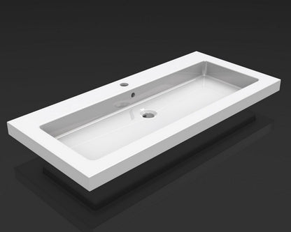 Kera wastafel enkel met 1 kraangat 100x46x5 cm keramiek glans wit - WDtegels