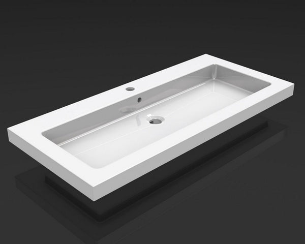 Lavabo Kera individual con 1 orificio para grifería 100x46x5 cm cerámica blanco brillo