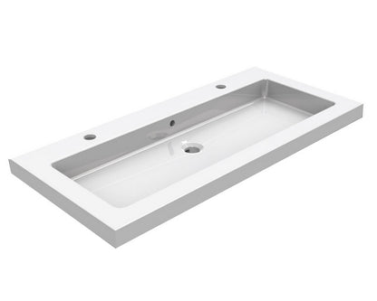 Kera wastafel enkel met 2 kraangaten 100x46x5 cm keramiek glans wit - WDtegels