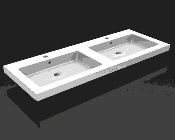 Wiesbaden keramische dub.meubelwastafel 120x46 2 kr.gaten