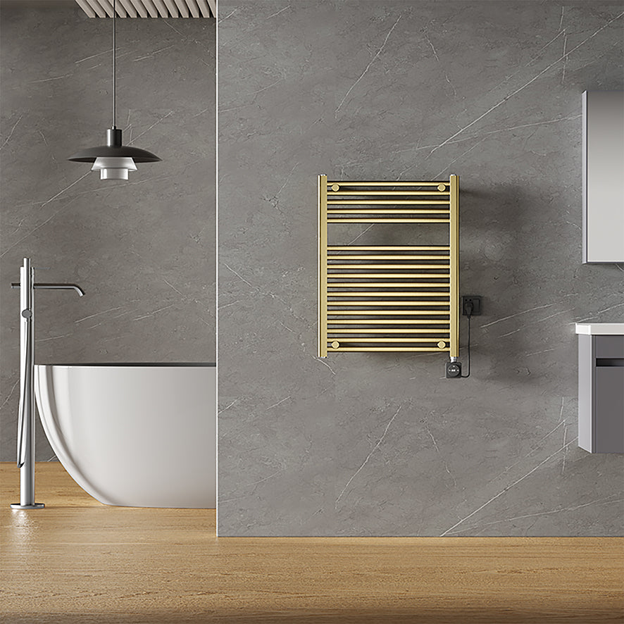 Elara elektrische radiator Smart WiFi 76,6x60cm geborsteld messing PVD - detailfoto