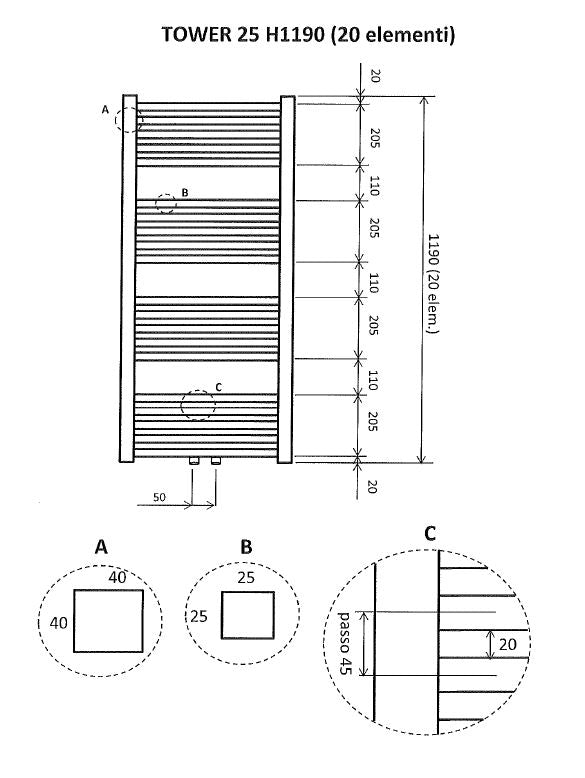 Wiesbaden Tower sierradiator 119x60 cm wit - WDtegels