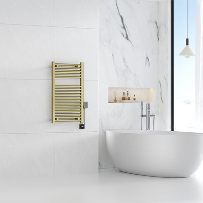 Elara elektrische radiator Smart WiFi 76,6x45cm geborsteld messing PVD - detailfoto