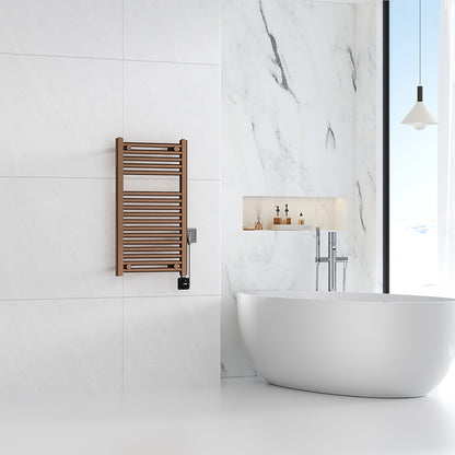 Elara elektrische radiator Smart WiFi 76,6x45cm geborsteld brons koper PVD - detailfoto