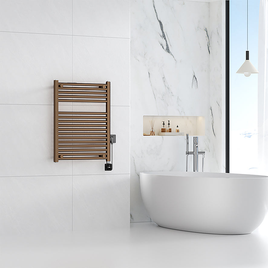 Elara elektrische radiator Smart WiFi 76,6x60cm geborsteld brons koper PVD - detailfoto
