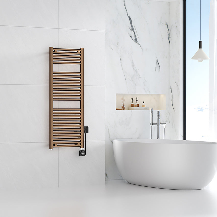 Elara elektrische radiator Smart WiFi 118,5x45cm geborsteld brons koper PVD - detailfoto