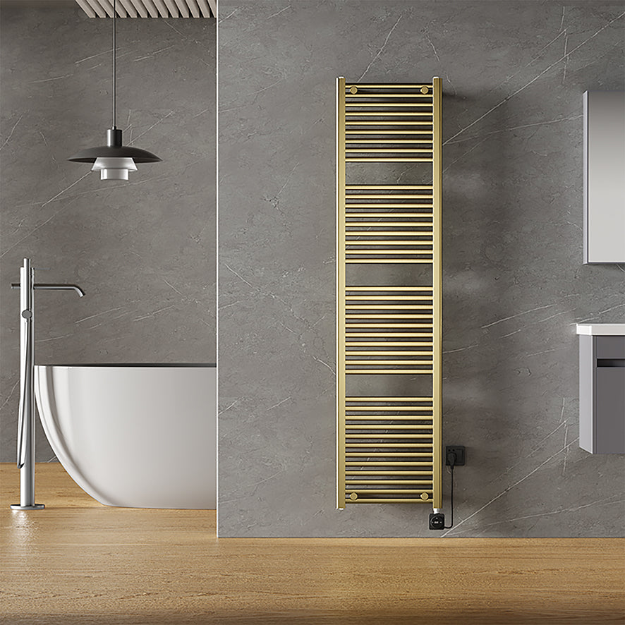 Elara elektrische radiator Smart WiFi 181,7x45cm geborsteld messing PVD - detailfoto