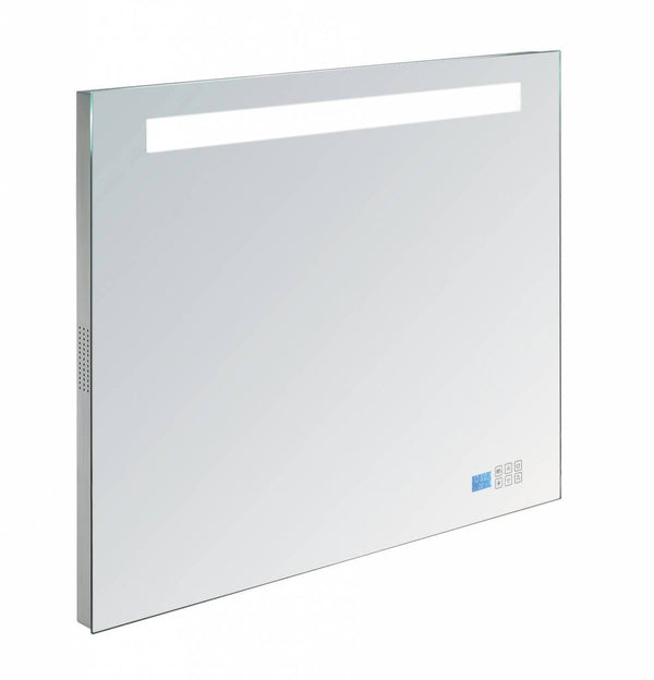 Aluminium spiegel 80x70cm met LED verlichting, radio en bluetooth met spiegelverwarming